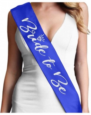 Favors Bride Sash for The Bridal Shower - Silver Glam Bride to Be Satin Sash - Bachelorette Party Supplies - Classic Blue - B...