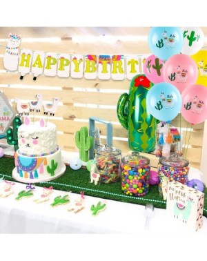 Balloons Llama Party Supplies- Birthday Party Decorations with Large Llama Cactus Foil Balloons- Latex Balloons- Cupcake Topp...