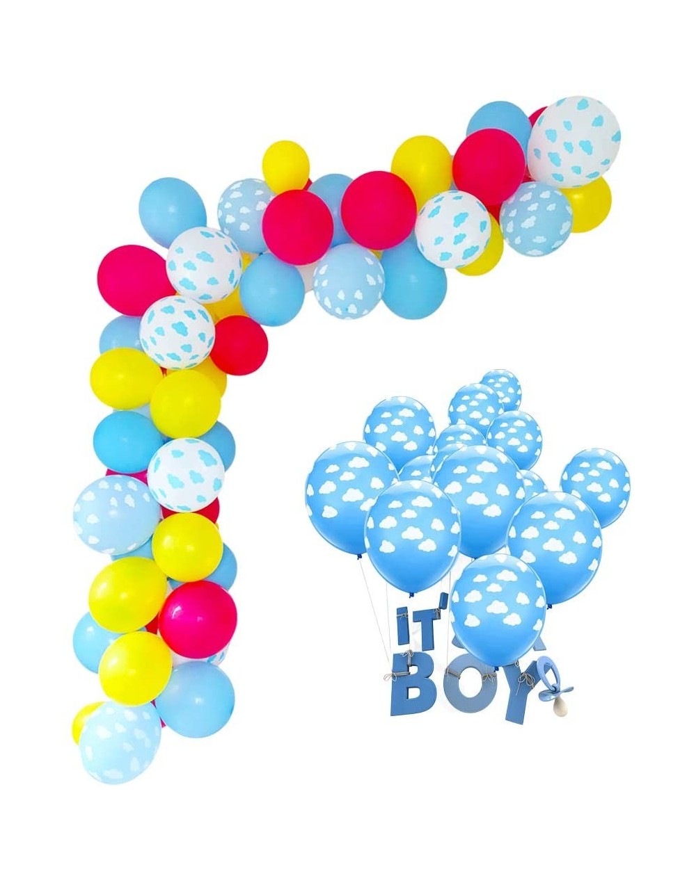 Balloons Toy in Story Party Supplies-Blue Sky and White Clouds Balloons Arch Garland Kit-12inch Blue Red Yellow Balloons Deco...