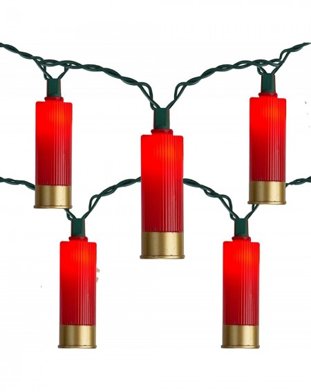 Indoor String Lights 10-Count Red and Gold Shotgun Shell Mini Christmas Light Set- 9ft Green Wire - CF18ZID3I69 $20.33