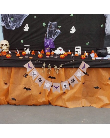 Banners & Garlands Halloween Burlap Banner Garland (Assembled) with Black Witch White Skulls Ghost Purple Bats- Halloween Dec...