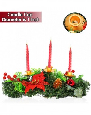 Wreaths 16 Inch Christmas Advent Wreath Christmas Decoration Oval 3 Candles Holder with Glitter Sequin Poinsettia Red Berries...