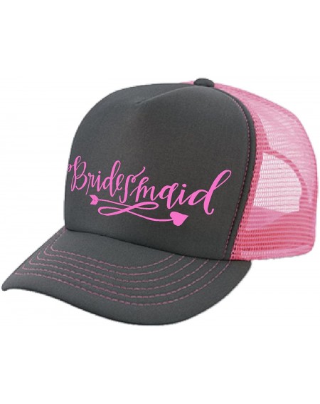 Hats Wedding Bridal Party Hat - Bridesmaid - Bachelorette Party - Pinkcharcoal-pink Print - CA18554RUS9 $27.95