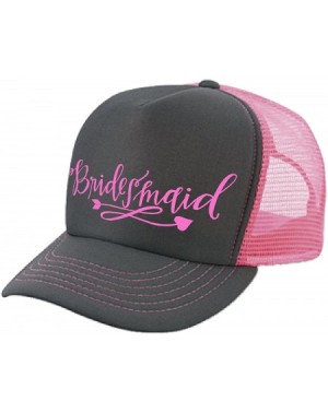 Hats Wedding Bridal Party Hat - Bridesmaid - Bachelorette Party - Pinkcharcoal-pink Print - CA18554RUS9 $15.97