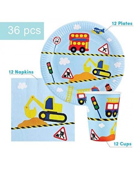Party Packs Transportation Party Supplies Set for 12 - Includes 36 pcs Total 12 Cups- 12 Plates- 12 Napkins - CI186TX3SIL $11.54