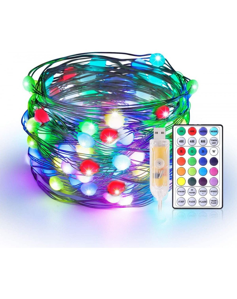 Rope Lights 2 Pack USB Fairy String Lights 33Ft 100 LED- 16 Color Changing Dimmable Light Twinkle Firefly Lights with Remote-...