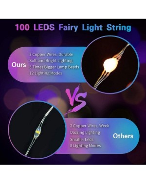 Rope Lights 2 Pack USB Fairy String Lights 33Ft 100 LED- 16 Color Changing Dimmable Light Twinkle Firefly Lights with Remote-...