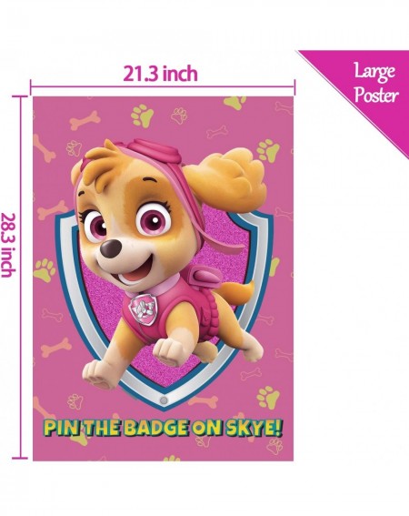 Party Favors Paw Dog Party Supplies- Pin The Badge On Skye- Patrol Party Games- Large Poster 24PCS Badge Stickers for Paw Dog...