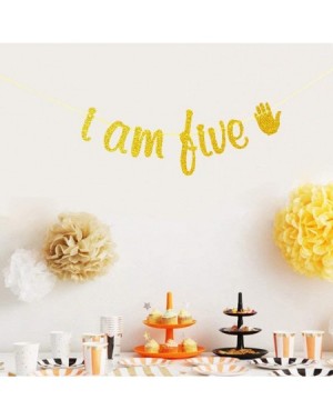Banners & Garlands I Am Five Banner Garlands- Funny 5th Anniversary Birthday Party Decorations- Happy 5th Bunting Sign- Glitt...