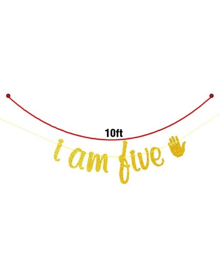Banners & Garlands I Am Five Banner Garlands- Funny 5th Anniversary Birthday Party Decorations- Happy 5th Bunting Sign- Glitt...