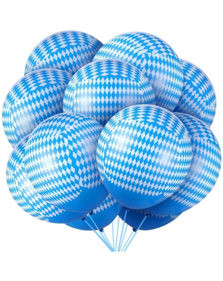 Balloons 60 Packs Oktoberfest Balloons Bavarian Checkered Balloons White Blue Check Latex Balloon Beer Festival Party Balloon...