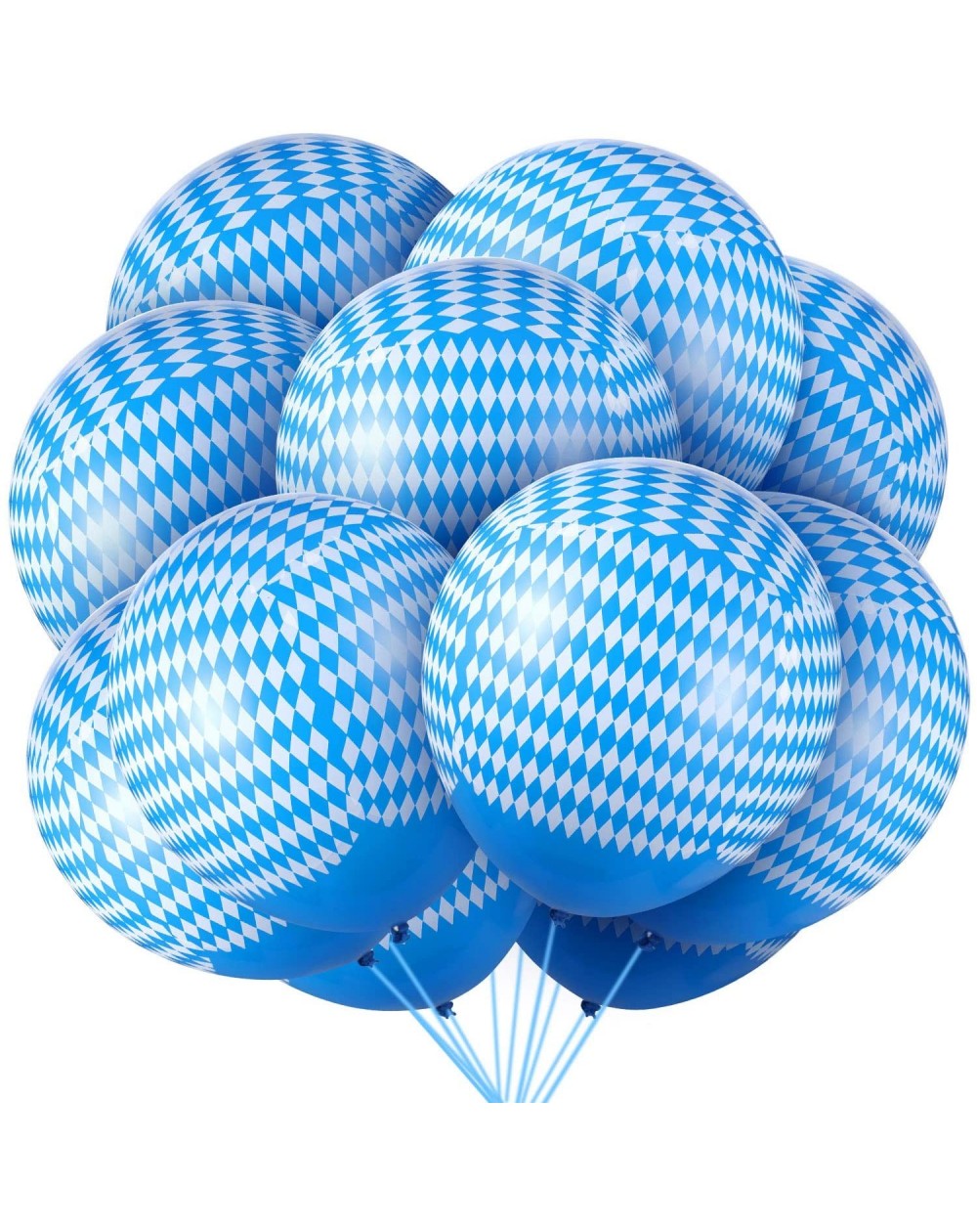 Balloons 60 Packs Oktoberfest Balloons Bavarian Checkered Balloons White Blue Check Latex Balloon Beer Festival Party Balloon...