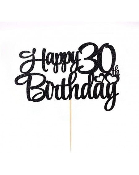 Confetti Black Glitter 30 Happy Birthday Cake Topper - Birthday Party Decorations Supplies (30) - 30 - CF19HQ9C7ZO $10.55