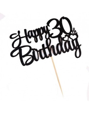 Confetti Black Glitter 30 Happy Birthday Cake Topper - Birthday Party Decorations Supplies (30) - 30 - CF19HQ9C7ZO $10.55