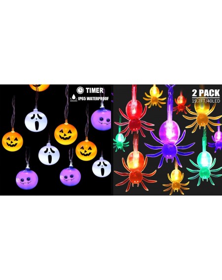 Outdoor String Lights Halloween Lights Pumpkin Bat Ghost & 2 Pack Halloween Lights Outdoor - CU19I2W0R93 $51.82
