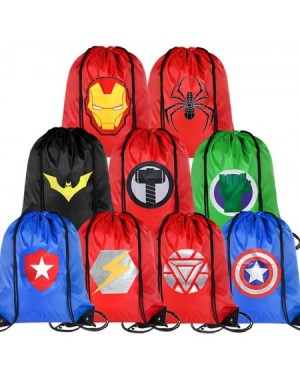 Party Favors Superhero Party Bags Cinch Sack Bags Drawstring Backpacks Hero Theme Party Favors Supplies Pack of 9 for Boys - ...