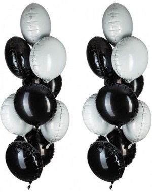 Balloons 18" Black and White Round-Shaped Foil Balloons Mylar Helium Balloons for Wedding Baby Shower Birthday Party Decorati...