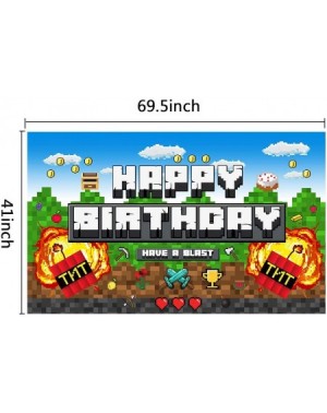 Banners Pixelated Backdrop Video Game Backdrop Block Games Sign for banner birthday party decorations - CJ19G5AQWG6 $11.44