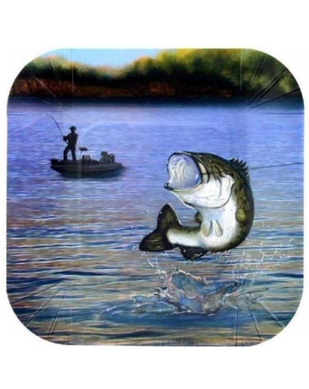 Party Tableware Fishing Dessert Plate (7"- Square- Paper Plates - 8 Pack) Gone Fishin' Party Collection - C312J6KS1K7 $19.51