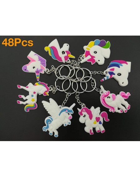 Party Favors 48 Pack Rainbow Unicorn Keychains Key Ring Decoration Birthday Party Favor Supplies - CP186IIZDAD $9.71