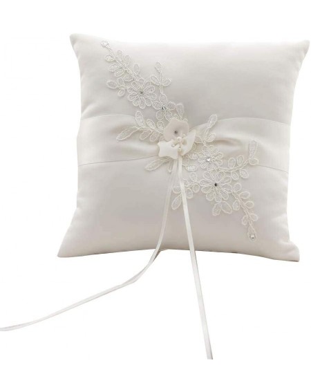 Ceremony Supplies Flower Wedding Ring Pillow Ivory Cushion Bearer for Beach Wedding 8.26 Inch - CU182KUDZDZ $22.11