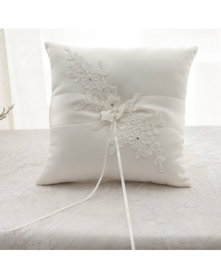Ceremony Supplies Flower Wedding Ring Pillow Ivory Cushion Bearer for Beach Wedding 8.26 Inch - CU182KUDZDZ $23.98