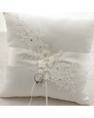 Ceremony Supplies Flower Wedding Ring Pillow Ivory Cushion Bearer for Beach Wedding 8.26 Inch - CU182KUDZDZ $23.98