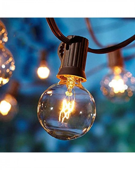 Outdoor String Lights Outdoor String Lights- 25FT Hanging Patio Lights String with 27 G40 Clear Globe Bulbs (2 Spare)- Connec...