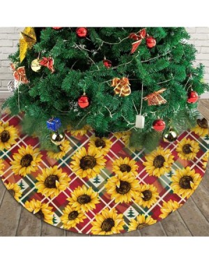 Tree Skirts 48 in Tree Skirt Rose Gold Sunflower Buffalo Plaid Check- Versatile Easy to Change Party Supplies Large Christmas...