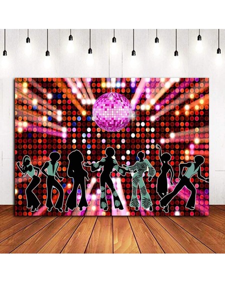 Photobooth Props 70s 80s 90s Disco Fever Dancers Party Decorations Photography Backdrop 7x5ft Vinyl Let's Glow Crazy in The D...