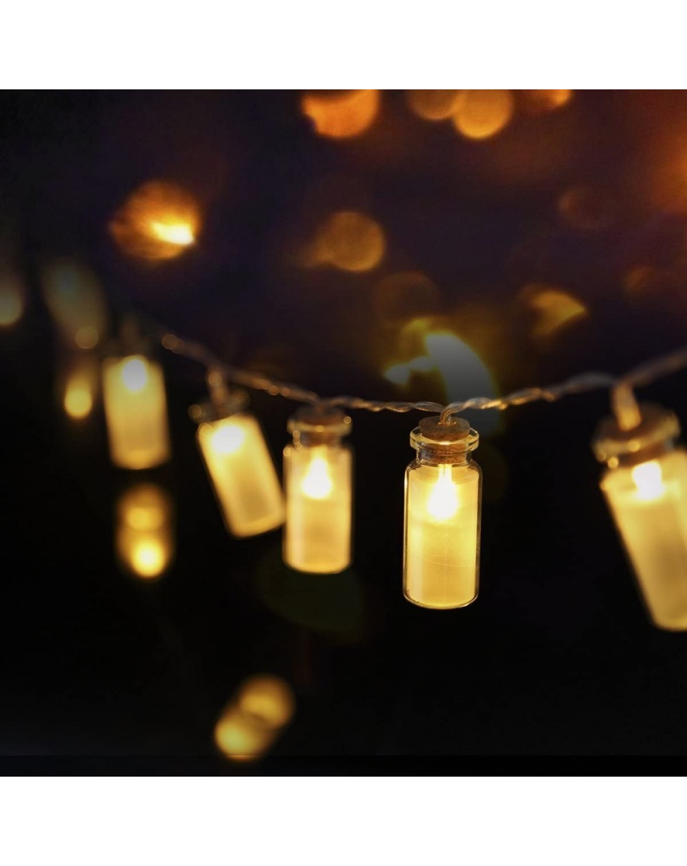 Indoor String Lights LED String Light- Vintage Glass Jar LED String Lights Mason Jar Fairy Lights- Battery Operated- 7.2ft - ...