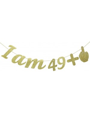 Banners & Garlands I Am 49 +1 Middle Finger Glitter Garland Banner- Funny 50th Birthday Party Party Supplies (Gold) - CW18W80...