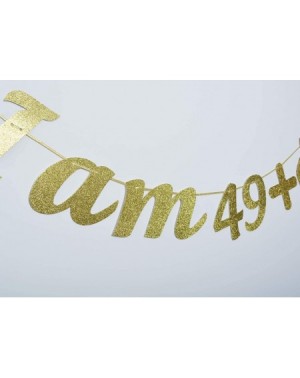 Banners & Garlands I Am 49 +1 Middle Finger Glitter Garland Banner- Funny 50th Birthday Party Party Supplies (Gold) - CW18W80...