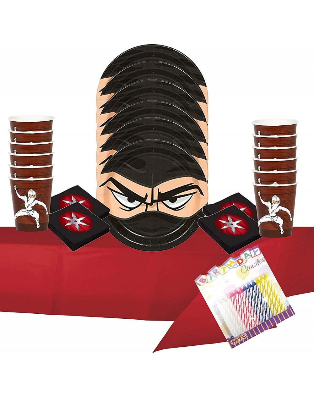 Party Packs Ninja Theme Birthday Party Supplies Pack Serves 16 Dessert Plates Beverage Napkins Cups and Table Cover with Birt...