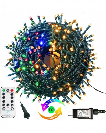 Outdoor String Lights Color Changing Christmas String Lights Outdoor Indoor- 108FT 300 LED Warm White Multi Color Fairy Light...