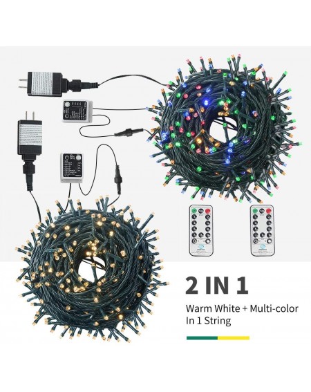 Outdoor String Lights Color Changing Christmas String Lights Outdoor Indoor- 108FT 300 LED Warm White Multi Color Fairy Light...