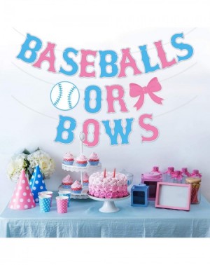 Banners Baseballs or Bows Gender Reveal Banner Boy or Girl Baby Shower Garland Blue or Pink Gender Reveal Party Pregnancy Ann...