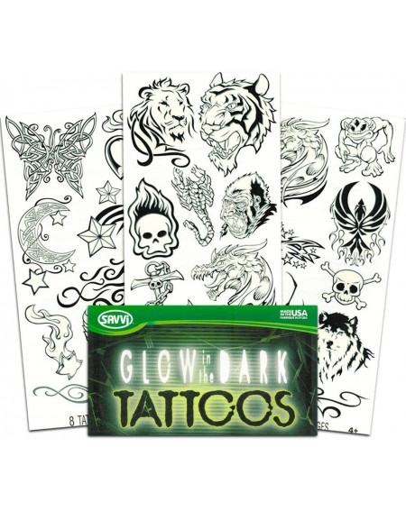 Party Favors Glow in The Dark Temporary Tattoos for Kids Boys Party Supplies Pack ~ 4 Dozen Tattoos Featuring Dragons- Pirate...