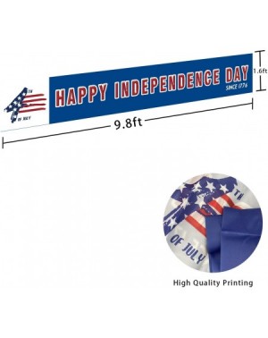 Banners Happy Independence Day Banner- Large 4th of July Banner- Independence Day Decorations for Indoor Outdoor(9.8 X 1.6 fe...
