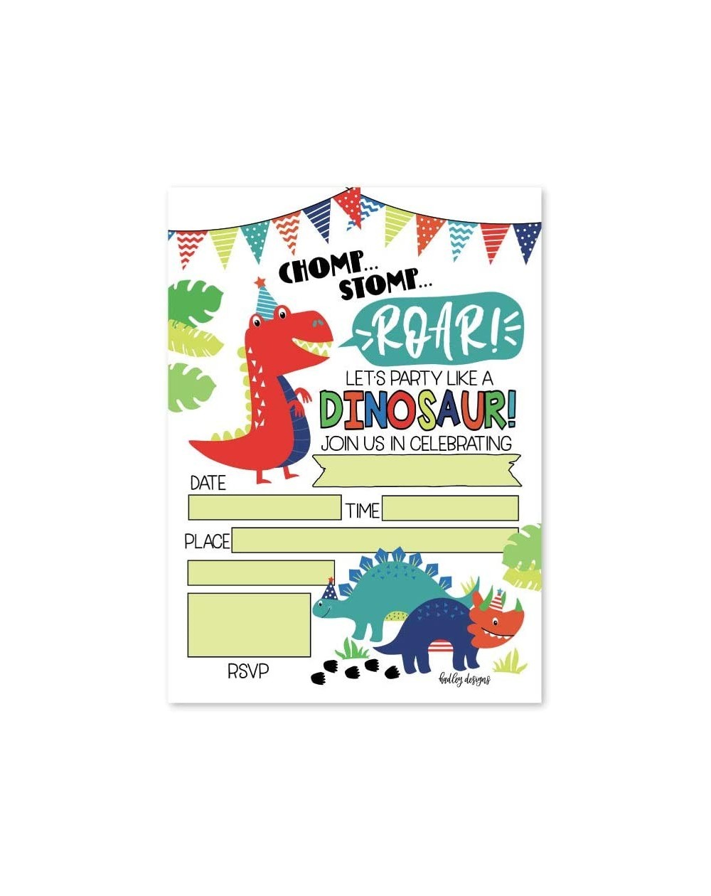 Invitations 25 Dinosaur Kids Birthday or Slumber Party Invitations- Jurassic Baby Shower Invite- Boy Girl Little Dino Dig The...