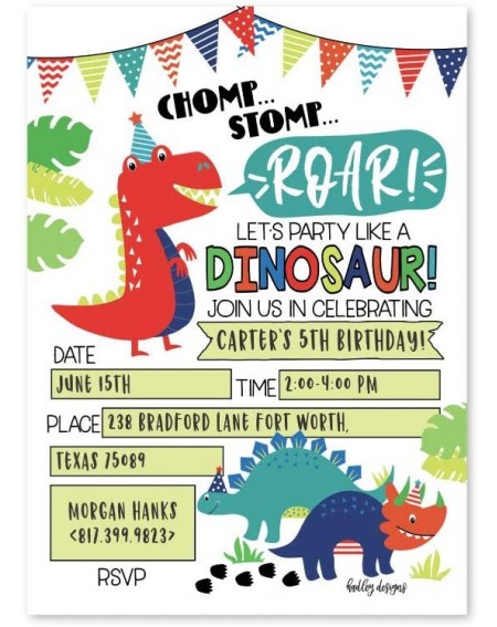 Invitations 25 Dinosaur Kids Birthday or Slumber Party Invitations- Jurassic Baby Shower Invite- Boy Girl Little Dino Dig The...