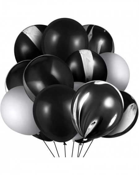 Balloons 60 Pieces 12 Inch Black and White Balloons Black Agate Latex Marble Swirl Balloons Tie Dye Latex Balloons for Birthd...