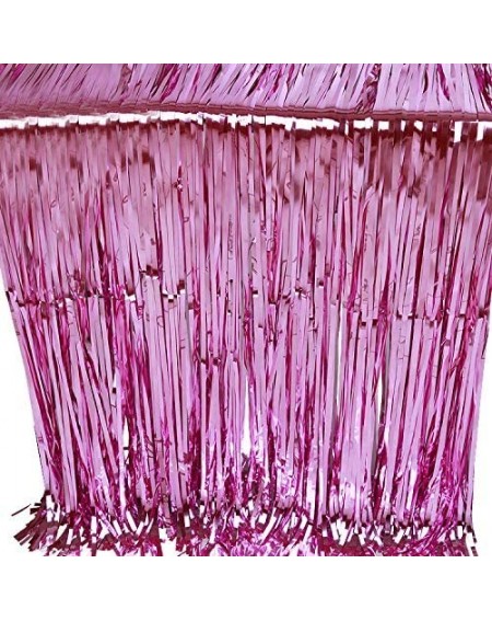 Photobooth Props 2pcs 3.1ft x 8.2ft Pink Metallic Tinsel Foil Fringe Curtain Stunning Photo Booth Backdrop - Pink - CP18TUNDH...