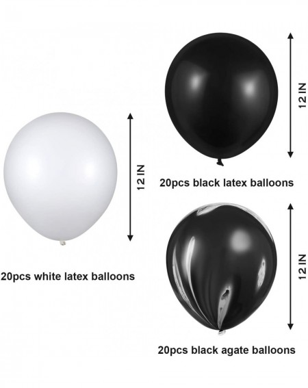 Balloons 60 Pieces 12 Inch Black and White Balloons Black Agate Latex Marble Swirl Balloons Tie Dye Latex Balloons for Birthd...