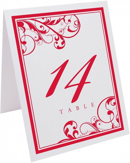 Place Cards & Place Card Holders Scribble Vintage Swirl Table Numbers (Select Color/Quantity)- White- Ruby Red- 1-15- Perfect...