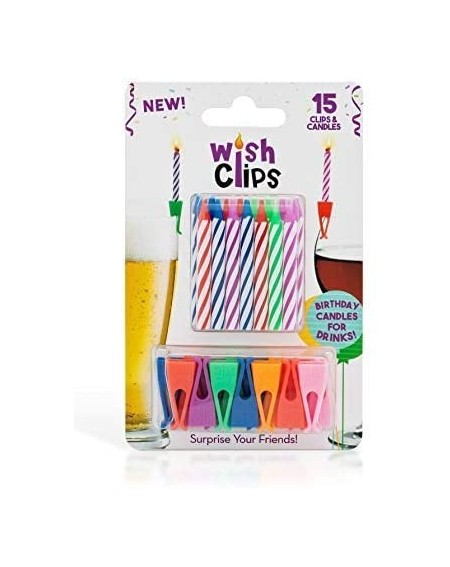 Cake Decorating Supplies Birthday Candles for Drinks - 15 Colored Candles and Clips - Happy Birthday Cake Candles with Holder...