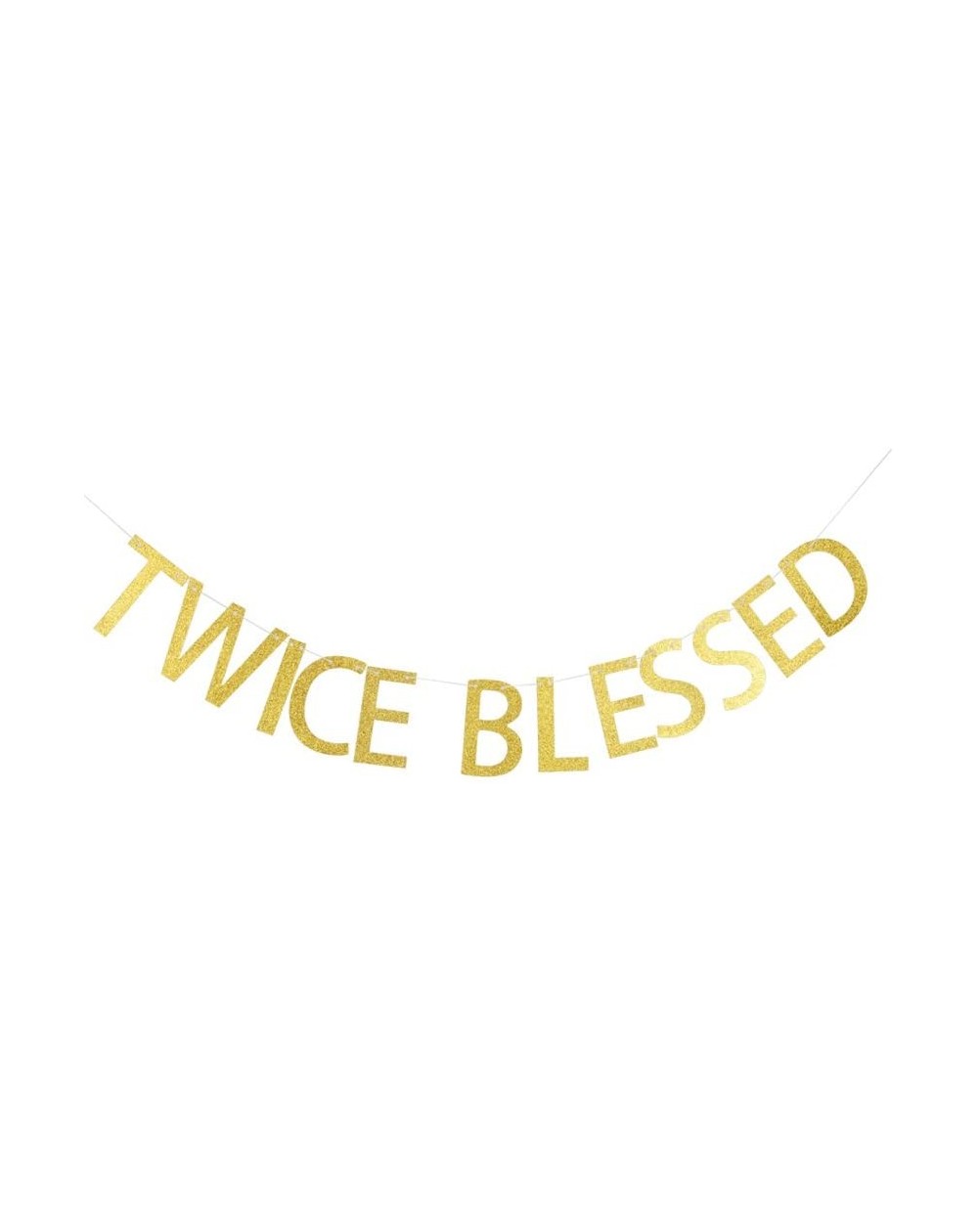 Banners & Garlands Twice Blessed Banner- Funny Sign for Twins Baby Shower- Gold Glitter Letters Bunting - CA18CGWR7YM $12.39