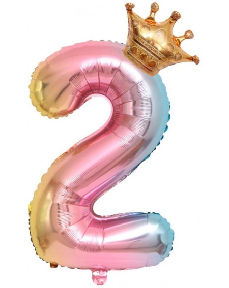 Balloons Aluminum Film 32 Inch Digital Crown Foil Number Balloons Gradient Color Digital Balloon Birthday Party Decoration Ba...