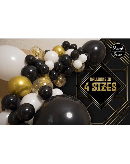 Balloons 4 Sizes - Black White Gold Balloon Garland Kit & Arch for New Years- Graduation or Birthday - Small and Large Black ...