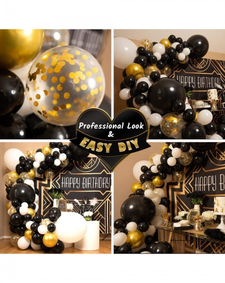Balloons 4 Sizes - Black White Gold Balloon Garland Kit & Arch for New Years- Graduation or Birthday - Small and Large Black ...